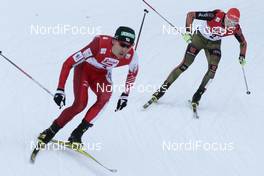 30.01.2016, Seefeld, Austria (AUT): Akito Watabe (JPN), Eric Frenzel (GER), (l-r)  - FIS world cup nordic combined, individual gundersen HS109/10km, Seefeld (AUT). www.nordicfocus.com. © Modica/NordicFocus. Every downloaded picture is fee-liable.