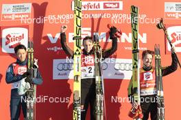30.01.2016, Seefeld, Austria (AUT): Akito Watabe (JPN), Eric Frenzel (GER), Fabian Riessle (GER), (l-r) - FIS world cup nordic combined, individual gundersen HS109/10km, Seefeld (AUT). www.nordicfocus.com. © Modica/NordicFocus. Every downloaded picture is fee-liable.