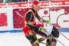 31.01.2016, Seefeld, Austria (AUT): Eric Frenzel (GER), Fabian Riessle (GER), (l-r)  - FIS world cup nordic combined, individual gundersen HS109/10km, Seefeld (AUT). www.nordicfocus.com. © Modica/NordicFocus. Every downloaded picture is fee-liable.