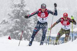 31.01.2016, Seefeld, Austria (AUT): Magnus Krog (NOR), Fabian Riessle (GER), (l-r)  - FIS world cup nordic combined, individual gundersen HS109/10km, Seefeld (AUT). www.nordicfocus.com. © Modica/NordicFocus. Every downloaded picture is fee-liable.