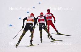 21.02.2016, Lahti, Finland (FIN): Eric Frenzel (GER), Fabian Riessle (GER), Akito Watabe (JPN), (l-r)  - FIS world cup nordic combined, individual gundersen HS130/10km, Lahti (FIN). www.nordicfocus.com. © Felgenhauer/NordicFocus. Every downloaded picture is fee-liable.