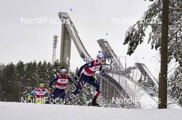 21.02.2016, Lahti, Finland (FIN): Gasper Berlot (SLO), Raffaele Buzzi (ITA), Lukas Runggaldier (ITA), (l-r)  - FIS world cup nordic combined, individual gundersen HS130/10km, Lahti (FIN). www.nordicfocus.com. © Felgenhauer/NordicFocus. Every downloaded picture is fee-liable.