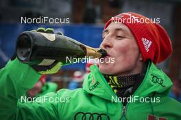 28.02.2016, Val di Fiemme, Italy (ITA): Eric Frenzel celebrates the victory of the world cup   - FIS world cup nordic combined, individual gundersen HS134/10km, Val di Fiemme (ITA). www.nordicfocus.com. © Modica/NordicFocus. Every downloaded picture is fee-liable.