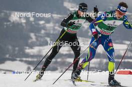 28.02.2016, Val di Fiemme, Italy (ITA): Tim Hug (SUI), Antoine Gerard (FRA), (l-r)  - FIS world cup nordic combined, individual gundersen HS134/10km, Val di Fiemme (ITA). www.nordicfocus.com. © Modica/NordicFocus. Every downloaded picture is fee-liable.