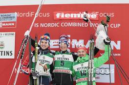 28.02.2016, Val di Fiemme, Italy (ITA): Joergen Graabak (NOR), Magnus Krog (NOR), Fabian Riessle (GER), (l-r) - FIS world cup nordic combined, individual gundersen HS134/10km, Val di Fiemme (ITA). www.nordicfocus.com. © Modica/NordicFocus. Every downloaded picture is fee-liable.