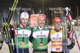 26.11.2016, Ruka, Finland (FIN): Eric Frenzel (GER), Johannes Rydzek (GER), Joergen Graabak (NOR), (l-r) - FIS world cup nordic combined, individual gundersen HS142/10km, Ruka (FIN). www.nordicfocus.com. © Modica/NordicFocus. Every downloaded picture is fee-liable.