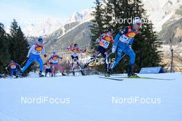 17.12.2016, Ramsau, Austria (AUT): Miroslav Dvorak (CZE), Szczepan Kupczak (POL), Haavard Klemetsen (NOR), Ernest Yahin (RUS), Bernhard Gruber (AUT), Tomaz Druml (AUT), Francois Braud (FRA), (l-r)  - FIS world cup nordic combined, individual gundersen HS96/10km, Ramsau (AUT). www.nordicfocus.com. © Rauschendorfer/NordicFocus. Every downloaded picture is fee-liable.