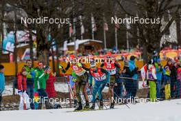 18.12.2016, Ramsau, Austria (AUT): Johannes Rydzek (GER), Maxime Laheurte (FRA), Bjoern Kircheisen (GER), (l-r)  - FIS world cup nordic combined, individual gundersen HS96/10km, Ramsau (AUT). www.nordicfocus.com. © Rauschendorfer/NordicFocus. Every downloaded picture is fee-liable.