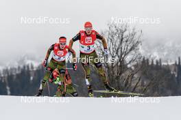 18.12.2016, Ramsau, Austria (AUT): Vinzenz Geiger (GER), Eric Frenzel (GER), (l-r)  - FIS world cup nordic combined, individual gundersen HS96/10km, Ramsau (AUT). www.nordicfocus.com. © Rauschendorfer/NordicFocus. Every downloaded picture is fee-liable.