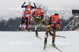 18.12.2016, Ramsau, Austria (AUT): Akito Watabe (JPN), Fabian Riessle (GER), Vinzenz Geiger (GER), (l-r)  - FIS world cup nordic combined, individual gundersen HS96/10km, Ramsau (AUT). www.nordicfocus.com. © Rauschendorfer/NordicFocus. Every downloaded picture is fee-liable.