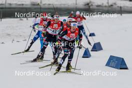 18.12.2016, Ramsau, Austria (AUT): Truls Soenstehagen Johansen (NOR), Alessandro Pittin (ITA), Mikko Kokslien (NOR) - FIS world cup nordic combined, individual gundersen HS96/10km, Ramsau (AUT). www.nordicfocus.com. © Rauschendorfer/NordicFocus. Every downloaded picture is fee-liable.