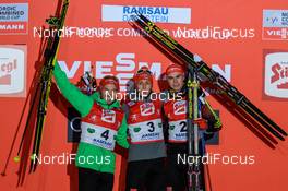 18.12.2016, Ramsau, Austria (AUT): Fabian Riessle (GER), Eric Frenzel (GER), Vinzenz Geiger (GER), (l-r)  - FIS world cup nordic combined, individual gundersen HS96/10km, Ramsau (AUT). www.nordicfocus.com. © Rauschendorfer/NordicFocus. Every downloaded picture is fee-liable.