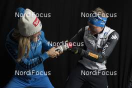 28.11.2016, Oestersund, Sweden, (SWE): Federica Sanfilippo (ITA), Lukas Hofer (ITA), (l-r) - IBU world cup biathlon, photoshooting, Oestersund (SWE). www.nordicfocus.com. © Manzoni/NordicFocus. Every downloaded picture is fee-liable.