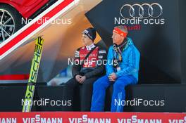 01.01.2016, Garmisch, Germany (GER): (l-r) Simon Ammann (SUI), Fischer and the FIS race director Walter Hofer (AUT) - FIS world cup ski jumping, four hills tournament, individual HS140, Garmisch (GER). www.nordicfocus.com. © Laiho/NordicFocus. Every downloaded picture is fee-liable.