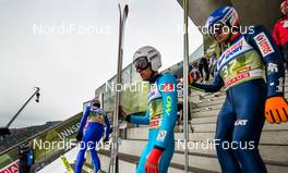 02.01.2016, Innsbruck, Austria (AUT): (l-r) Vincent Descombes Sevoie (FRA) and Maciej Kot (POL), Fischer - FIS world cup ski jumping, four hills tournament, individual HS130, qualification, Innsbruck (AUT). www.nordicfocus.com. © Laiho/NordicFocus. Every downloaded picture is fee-liable.