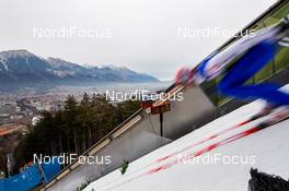 02.01.2016, Innsbruck, Austria (AUT): Michael Neumayer (GER), Loeffler in the inrun - FIS world cup ski jumping, four hills tournament, individual HS130, qualification, Innsbruck (AUT). www.nordicfocus.com. © Laiho/NordicFocus. Every downloaded picture is fee-liable.