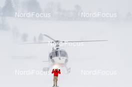 17.01.2016, Tauplitz/Bad Mitterndorf, Austria (AUT): Landing helicopter in the snow - FIS ski flying world championships, team HS225, Tauplitz/Bad Mitterndorf (AUT). www.nordicfocus.com. © Rauschendorfer/NordicFocus. Every downloaded picture is fee-liable.