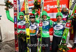 06.02.2016, Oslo, Norway (NOR): (l-r) Jurij Tepes (SLO), Robert Kranjec (SLO), Peter Prevc (SLO) and Domen Prevc (SLO) - FIS world cup ski jumping, team HS134, Oslo (NOR). www.nordicfocus.com. © Laiho/NordicFocus. Every downloaded picture is fee-liable.