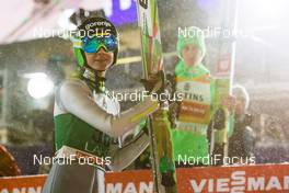21.02.2016, Lahti, Finland (FIN): (l-r) Domen Prevc (SLO) and figure of Peter Prevc (SLO) - FIS world cup ski jumping, individual HS130, Lahti (FIN). www.nordicfocus.com. © Laiho/NordicFocus. Every downloaded picture is fee-liable.