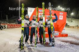 22.02.2016, Kuopio, Finland (FIN): (l-r) Taku Takeuchi (JPN), Fischer, Kento Sakuyama (JPN), Fischer, Daiki Ito (JPN), Fischer and Noriaki Kasai (JPN), Fischer - FIS world cup ski jumping, team HS127, Kuopio (FIN). www.nordicfocus.com. © Laiho/NordicFocus. Every downloaded picture is fee-liable.