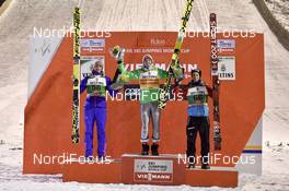 26.11.2016, Ruka, Finland (FIN): Severin Freund (GER), Daniel Andre Tande (NOR), Manuel Fettner (AUT), (l-r) - FIS world cup ski jumping, individual HS142, Ruka (FIN). www.nordicfocus.com. © THIBAUT/NordicFocus. Every downloaded picture is fee-liable.