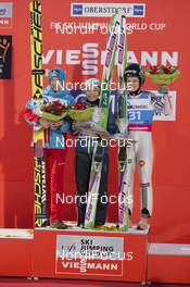 30.01.2016, Oberstdorf, Germany (GER): Daniela Iraschko-Stolz (AUT), Sara Takanashi (JPN), Ema Klinec (SLO), (l-r) - FIS world cup ski jumping ladies, individual HS106, Oberstdorf (GER). www.nordicfocus.com. © Manzoni/NordicFocus. Every downloaded picture is fee-liable.