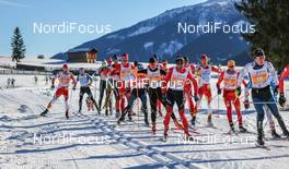 24.01.2016, Lienz, Austria (AUT): The leading group in Dolomitenlauf    - FIS Marathon Cup Dolomitenlauf, Lienz (AUT). www.nordicfocus.com. © Russolo/NordicFocus. Every downloaded picture is fee-liable.
