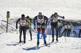 30.01.2016, Tannheimer Tal, Austria (AUT) - Bad Hindelang, Germany (GER): Martin Sutter (AUT), Max Olex (GER), Thomas Steurer (AUT), (l-r)  - Skitrail Tannheimertal, Bad Hindelang (GER). www.nordicfocus.com. © Felgenhauer/NordicFocus. Every downloaded picture is fee-liable.
