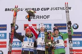 05.01.2017, Oberhof, Germany (GER): Michal Slesingr (CZE), Julian Eberhard (AUT), Dominik Windisch (ITA), (l-r) -  IBU world cup biathlon, sprint men, Oberhof (GER). www.nordicfocus.com. © Manzoni/NordicFocus. Every downloaded picture is fee-liable.