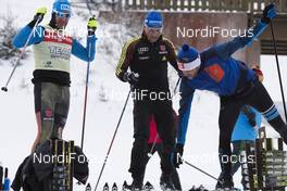 07.01.2017, Oberhof, Germany (GER): Andreas Emslander (GER) chief service technician Team Germany, Eric Lesser (GER), Guillaume Robert (FRA), Salomon race service, (l-r) -  IBU world cup biathlon, training, Oberhof (GER). www.nordicfocus.com. © Manzoni/NordicFocus. Every downloaded picture is fee-liable.