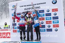 15.01.2017, Ruhpolding, Germany (GER): Emil Hegle Svendsen (NOR), Martin Fourcade (FRA), Michal Krcmar (CZE), (l-r) -  IBU world cup biathlon, pursuit men, Ruhpolding (GER). www.nordicfocus.com. © Manzoni/NordicFocus. Every downloaded picture is fee-liable.