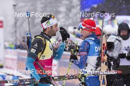 15.01.2017, Ruhpolding, Germany (GER): Martin Fourcade (FRA), Michal Krcmar (CZE), (l-r) -  IBU world cup biathlon, pursuit men, Ruhpolding (GER). www.nordicfocus.com. © Manzoni/NordicFocus. Every downloaded picture is fee-liable.