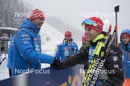15.01.2017, Ruhpolding, Germany (GER): Ondrej Rybar (CZE), head coach women, Michal Krcmar (CZE), (l-r) -  IBU world cup biathlon, pursuit men, Ruhpolding (GER). www.nordicfocus.com. © Manzoni/NordicFocus. Every downloaded picture is fee-liable.