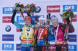15.01.2017, Ruhpolding, Germany (GER): Gabriela Koukalova (CZE), Kaisa Makarainen (FIN), Marie Dorin Habert (FRA), (l-r) -  IBU world cup biathlon, pursuit women, Ruhpolding (GER). www.nordicfocus.com. © Manzoni/NordicFocus. Every downloaded picture is fee-liable.