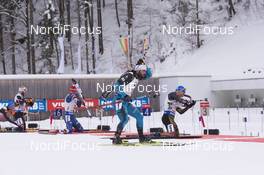 11.01.2017, Ruhpolding, Germany (GER): Daniel Mesotitsch (AUT), Ondrej Moravec (CZE), Simon Fourcade (FRA), Erik Lesser (GER), (l-r), (l-r) -  IBU world cup biathlon, relay men, Ruhpolding (GER). www.nordicfocus.com. © Manzoni/NordicFocus. Every downloaded picture is fee-liable.