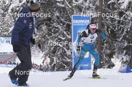 11.01.2017, Ruhpolding, Germany (GER): Stephane Bouthiaux (FRA) coach Team France, Quentin Fillon Maillet (FRA), (l-r) -  IBU world cup biathlon, relay men, Ruhpolding (GER). www.nordicfocus.com. © Manzoni/NordicFocus. Every downloaded picture is fee-liable.
