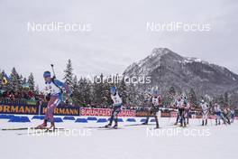 11.01.2017, Ruhpolding, Germany (GER): Alexey Volkov (RUS), Lukas Hofer (ITA), Erik Lesser (GER), Daniel Mesotitsch (AUT), (l-r), (l-r) -  IBU world cup biathlon, relay men, Ruhpolding (GER). www.nordicfocus.com. © Manzoni/NordicFocus. Every downloaded picture is fee-liable.