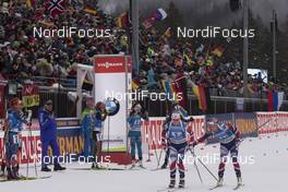 12.01.2017, Ruhpolding, Germany (GER): Marte Olsbu (NOR), Tiril Eckhoff (NOR), (l-r) -  IBU world cup biathlon, relay women, Ruhpolding (GER). www.nordicfocus.com. © Manzoni/NordicFocus. Every downloaded picture is fee-liable.