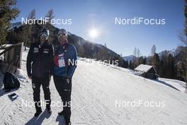 20.01.2017, Antholz, Italy (ITA): Event Feature: Norwegian Team Staff Morten Aa Djupvik NOR) and Egil Kristiansen (NOR) enjoy the beautiful weather and the outstanding scenery. -  IBU world cup biathlon, individual men, Antholz (ITA). www.nordicfocus.com. © Manzoni/NordicFocus. Every downloaded picture is fee-liable.