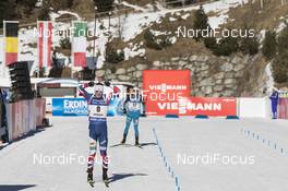 22.01.2017, Antholz, Italy (ITA): Johannes Thingnes Boe (NOR), Quentin Fillon Maillet (FRA), (l-r) -  IBU world cup biathlon, mass men, Antholz (ITA). www.nordicfocus.com. © Manzoni/NordicFocus. Every downloaded picture is fee-liable.