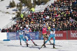 22.01.2017, Antholz, Italy (ITA): Jean Guillaume Beatrix (FRA), Emil Hegle Svendsen (NOR), Simon Schempp (GER), Quentin Fillon Maillet (FRA) -  IBU world cup biathlon, mass men, Antholz (ITA). www.nordicfocus.com. © Manzoni/NordicFocus. Every downloaded picture is fee-liable.