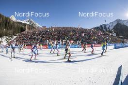 22.01.2017, Antholz, Italy (ITA): Event Feature: Start of the race infront of a huge crowd in the stadium -  IBU world cup biathlon, mass men, Antholz (ITA). www.nordicfocus.com. © Manzoni/NordicFocus. Every downloaded picture is fee-liable.