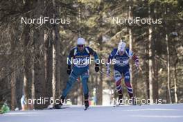 22.01.2017, Antholz, Italy (ITA): Jean Guillaume Beatrix (FRA), Emil Hegle Svendsen (NOR), (l-r) -  IBU world cup biathlon, mass men, Antholz (ITA). www.nordicfocus.com. © Manzoni/NordicFocus. Every downloaded picture is fee-liable.