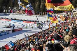 21.01.2017, Antholz, Italy (ITA): Event Feature: Start of mens relay with a overview from the grand stand -  IBU world cup biathlon, relay men, Antholz (ITA). www.nordicfocus.com. © Manzoni/NordicFocus. Every downloaded picture is fee-liable.