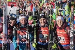 22.01.2017, Antholz, Italy (ITA): Anais Bescond (FRA), Marie Dorin Habert (FRA), Justine Braisaz (FRA), Anais Chevalier (FRA), (l-r) -  IBU world cup biathlon, relay women, Antholz (ITA). www.nordicfocus.com. © Manzoni/NordicFocus. Every downloaded picture is fee-liable.