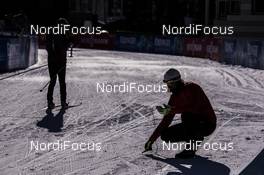 18.01.2017, Antholz, Italy (ITA): Event Feature: A technician measurs the snow  -  IBU world cup biathlon, training, Antholz (ITA). www.nordicfocus.com. © Manzoni/NordicFocus. Every downloaded picture is fee-liable.