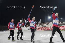 05.03.2017, Pyeong Chang, Korea (KOR): Henrik L'abee-Lund (NOR), Vegard Gjermundshaug (NOR), Ole Einar Bjoerndalen (NOR), Vetle Sjastad Christiansen (NOR), (l-r) -  IBU world cup biathlon, relay men, Pyeong Chang (KOR). www.nordicfocus.com. © Manzoni/NordicFocus. Every downloaded picture is fee-liable.