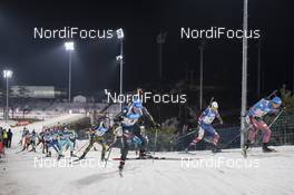 05.03.2017, Pyeong Chang, Korea (KOR): Erik Lesser (GER), Lukas Hofer (ITA), Vetle Sjastad Christiansen (NOR), Maxim Tsvetkov (RUS), (l-r) -  IBU world cup biathlon, relay men, Pyeong Chang (KOR). www.nordicfocus.com. © Manzoni/NordicFocus. Every downloaded picture is fee-liable.