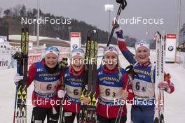 05.03.2017, Pyeong Chang, Korea (KOR): Kaia Woeien Nicolaisen (NOR), Hilde Fenne (NOR), Tiril Eckhoff (NOR), Marte Olsbu (NOR), (l-r) -  IBU world cup biathlon, relay women, Pyeong Chang (KOR). www.nordicfocus.com. © Manzoni/NordicFocus. Every downloaded picture is fee-liable.