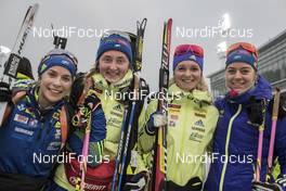 05.03.2017, Pyeong Chang, Korea (KOR): Anna Magnusson (SWE), Emma Nilsson (SWE), Mona Brorsson (SWE), Chardine Sloof (SWE), (l-r) -  IBU world cup biathlon, relay women, Pyeong Chang (KOR). www.nordicfocus.com. © Manzoni/NordicFocus. Every downloaded picture is fee-liable.